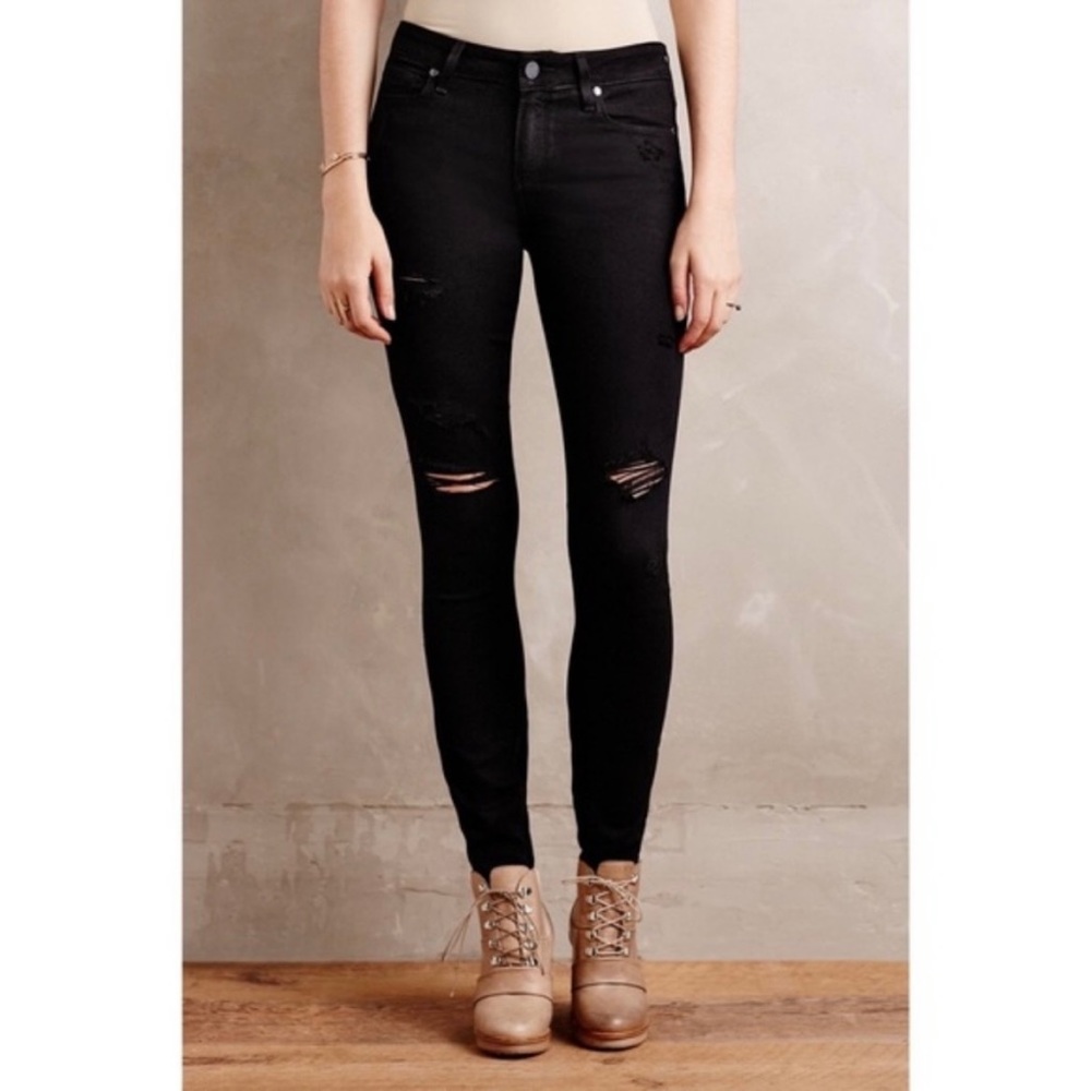 Paige black distressed Verdugo Skinny Jean